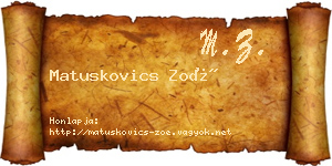 Matuskovics Zoé névjegykártya